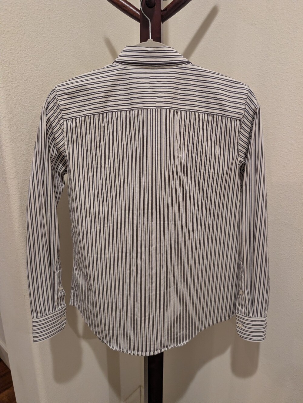 Ralph Lauren White Shirt with Dark Eggplant Vertical Stripes - Size SP - Picture 7 of 8